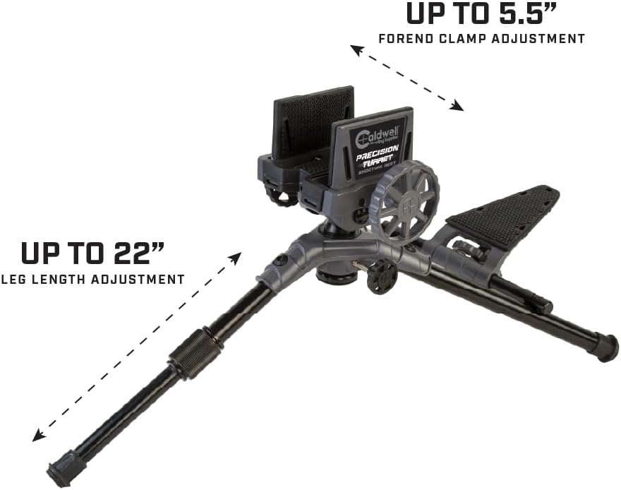 Caldwell Precision Turret Rest with Adjustable Ambidextrous Swivel Design and Detachable Magazine Rest with Pistol Grip Attachment for Rifles, Shot Stabilization, and Target Shooting