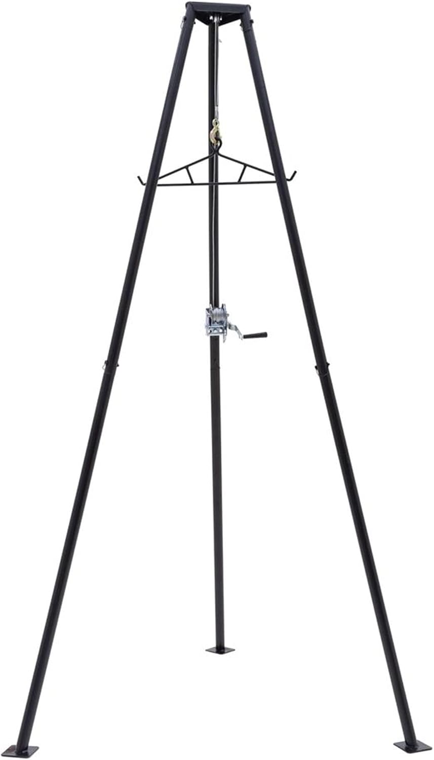 Kill Shot 9' Steel Tripod Game Hoist with Gambrel & 500 lbs. Capacity for Skinning, Cleaning or Moving Game, 3-Point Design for Quick Setup, Black