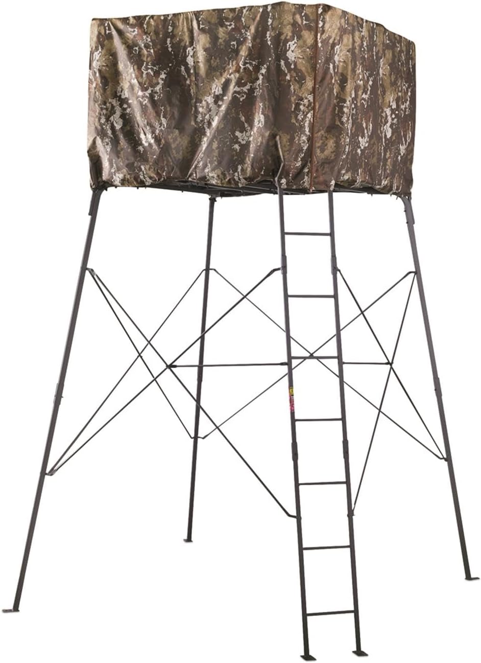 Bolderton 12’ 2-Man Quad Pod; Tower Platform Includes Ladder and Seats, for Hunting Deer Season