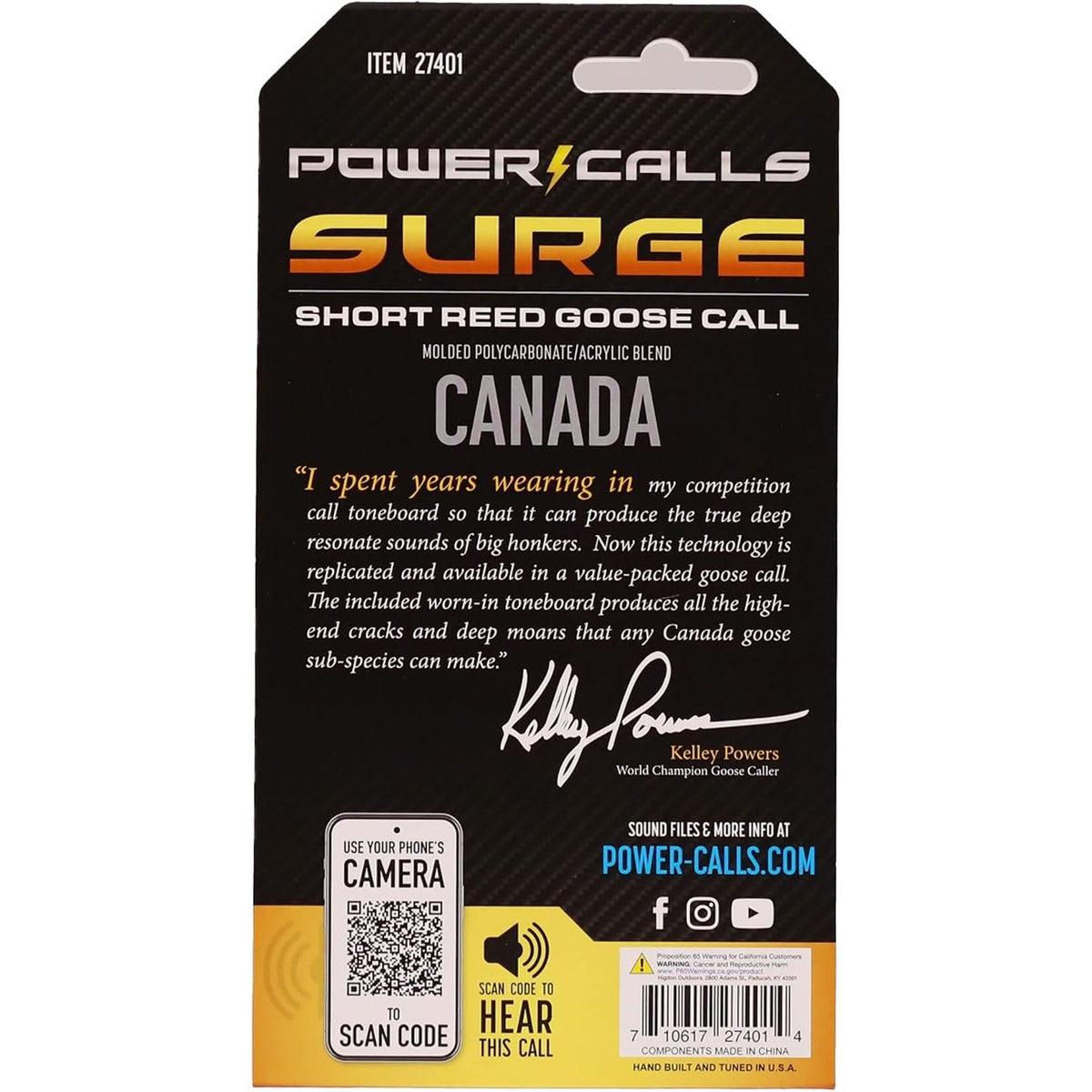 Power Calls: Canada Goose Call, Surge, Stealth Black