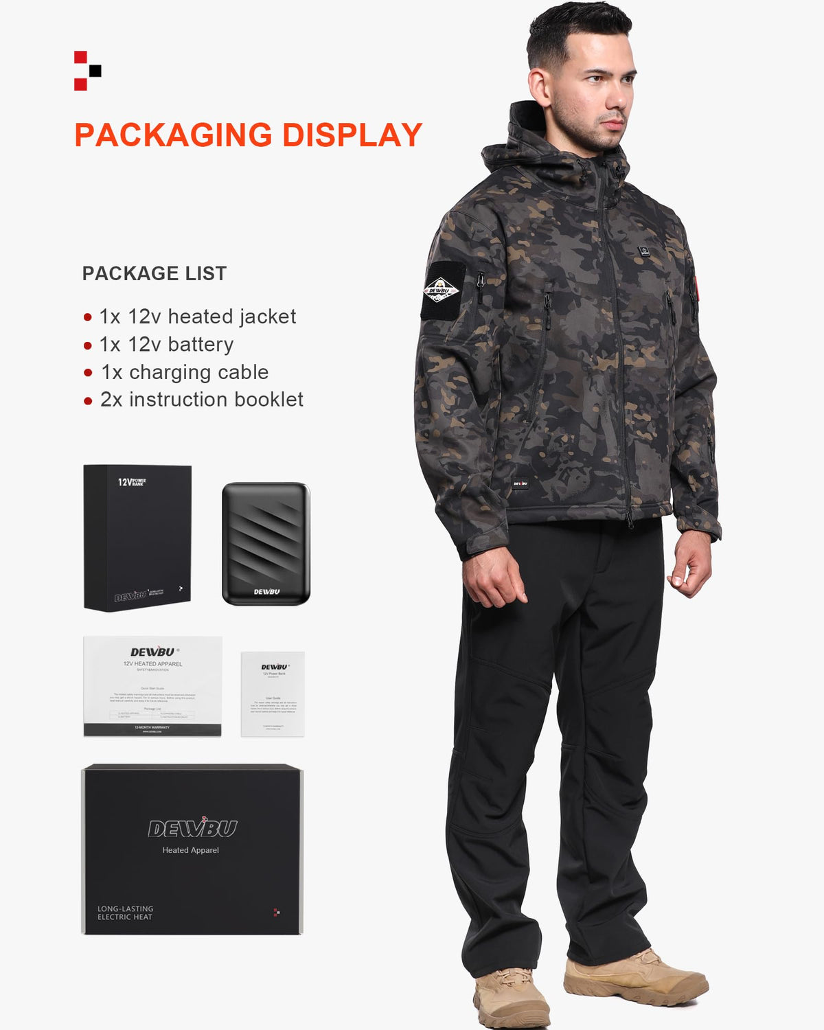 DEWBU Heated Jacket for Men with 12V Battery Pack