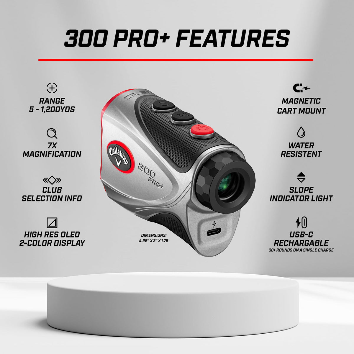 Callaway 300 Pro Golf Laser Rangefinder (with External Slope Switch)