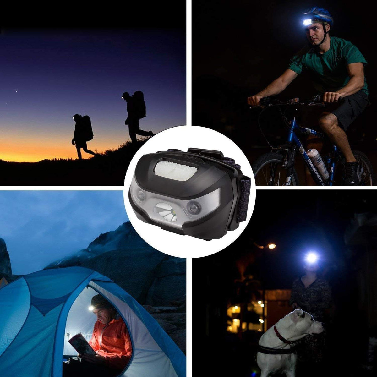 Lepro LED Headlamp Rechargeable IPX4 Waterproof Headlight 5 Modes - Black
