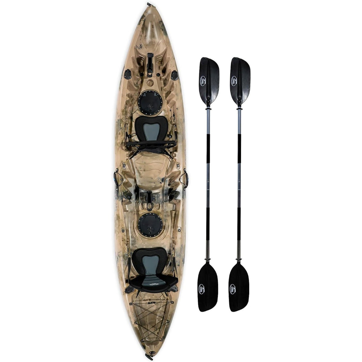 BKC Brooklyn 12.5 Tandem Fishing Kayak, 2 to 3 Person Sit-on-Top