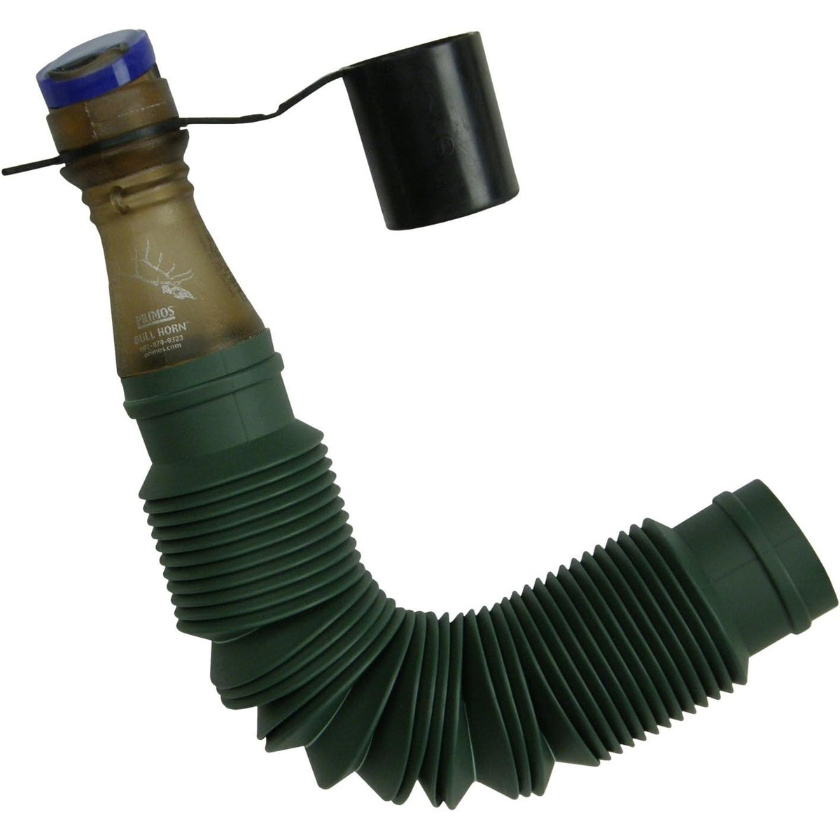 Primos Bull Horn Elk Call Support Shelf with Blue Reed Extends from 7" to 24", with Mouthpiece, Camo Cover 1 Snap-On Reed