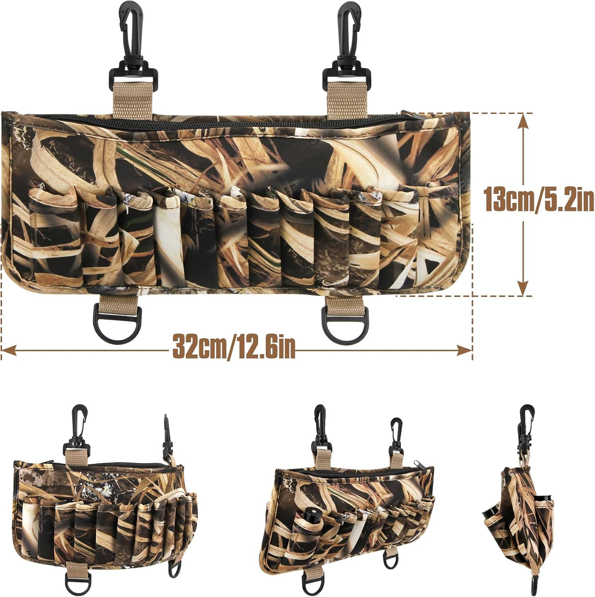 Waders Shell Holder with 24 Loops and 1 Big Pocket, Camo Wader Shell Clip for Hunting