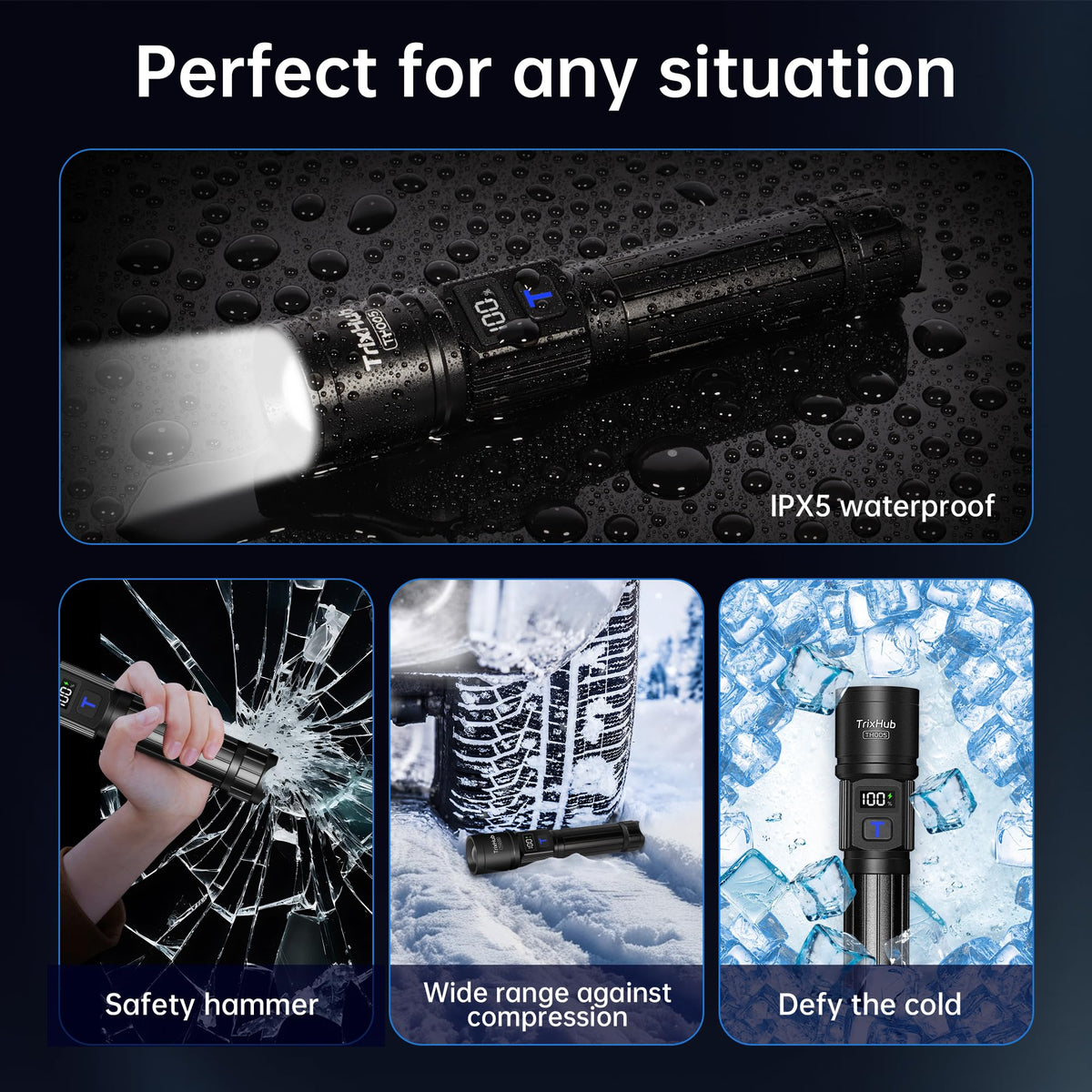 TrixHub Rechargeable Flashlights 2 Pack Super Bright High Lumens Flashlight