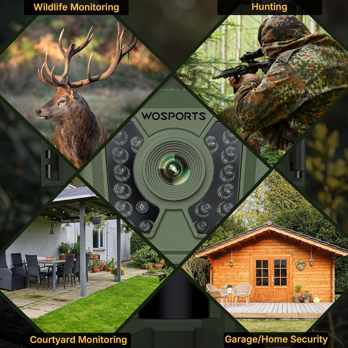 WOSPORTS Mini Trail Camera 30MP 1080P HD Game Camera with Night Vision Motion Activated Waterproof,Trail Cam with Fast Trigger Time for Outdoor Wildlife Monitoring