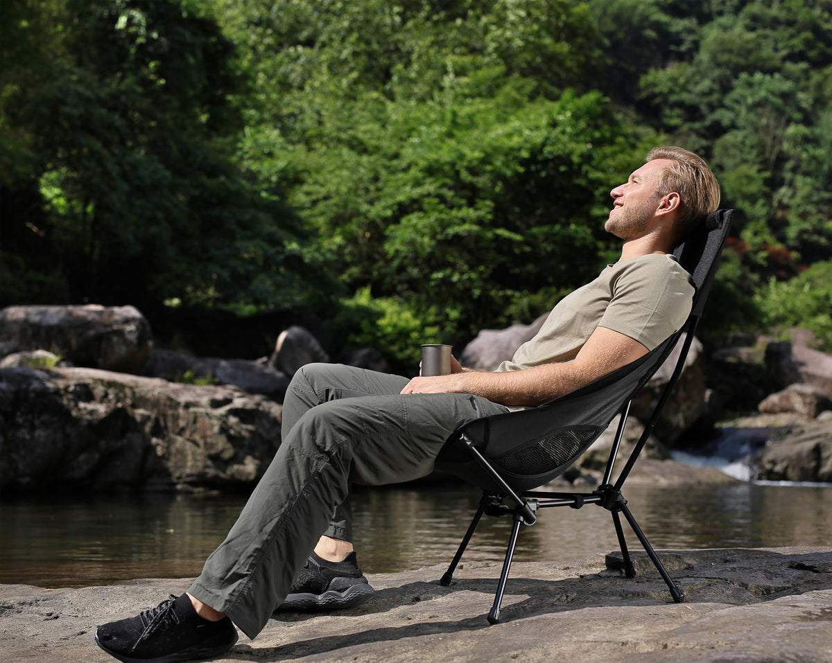 MARCHWAY Lightweight High Back Folding Camping Chair with Head Support