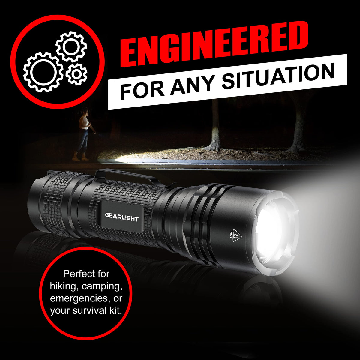 GearLight TAC LED Flashlight Pack - 2 Super Bright, Compact Tactical Flashlights with High Lumens for Outdoor Activity & Emergency Use - Gifts for Men & Women - Desert Tan