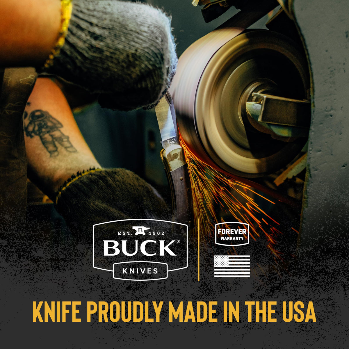 Buck Knives 110 Folding Hunter Knife with Sheath, Finger Grooves, 7.2 oz