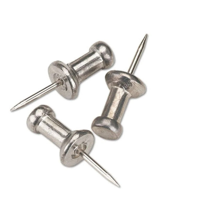 aluminum-head push pins with pointed metal shafts