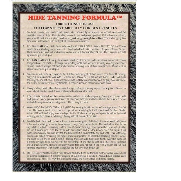 Hide Tanning Formula