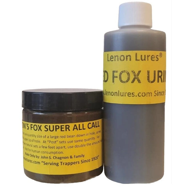 Lenon Lures Fox Trappers Special 4 oz Fox Super All Call Lure and 4 oz Red Fox Urine
