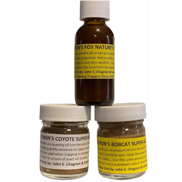 Lenon Lures Trappers 3 Favorites - Lenon Lures Fox, Coyote & Bobcat Lures Powerful Stuff 1 oz Jars