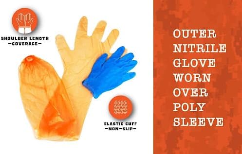 Field & Deer Gutting Dressing Gloves, Elk Hunting Gloves, Long Length, 10Pk