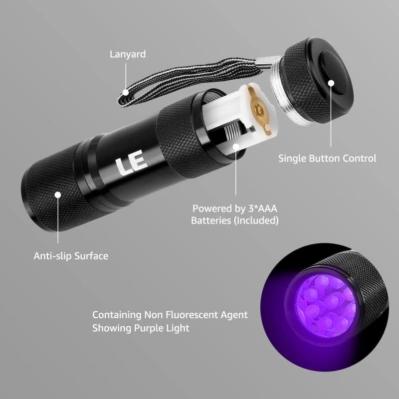Lepro 395nm UV LED Flashlight, 9 LED Blacklight Detector