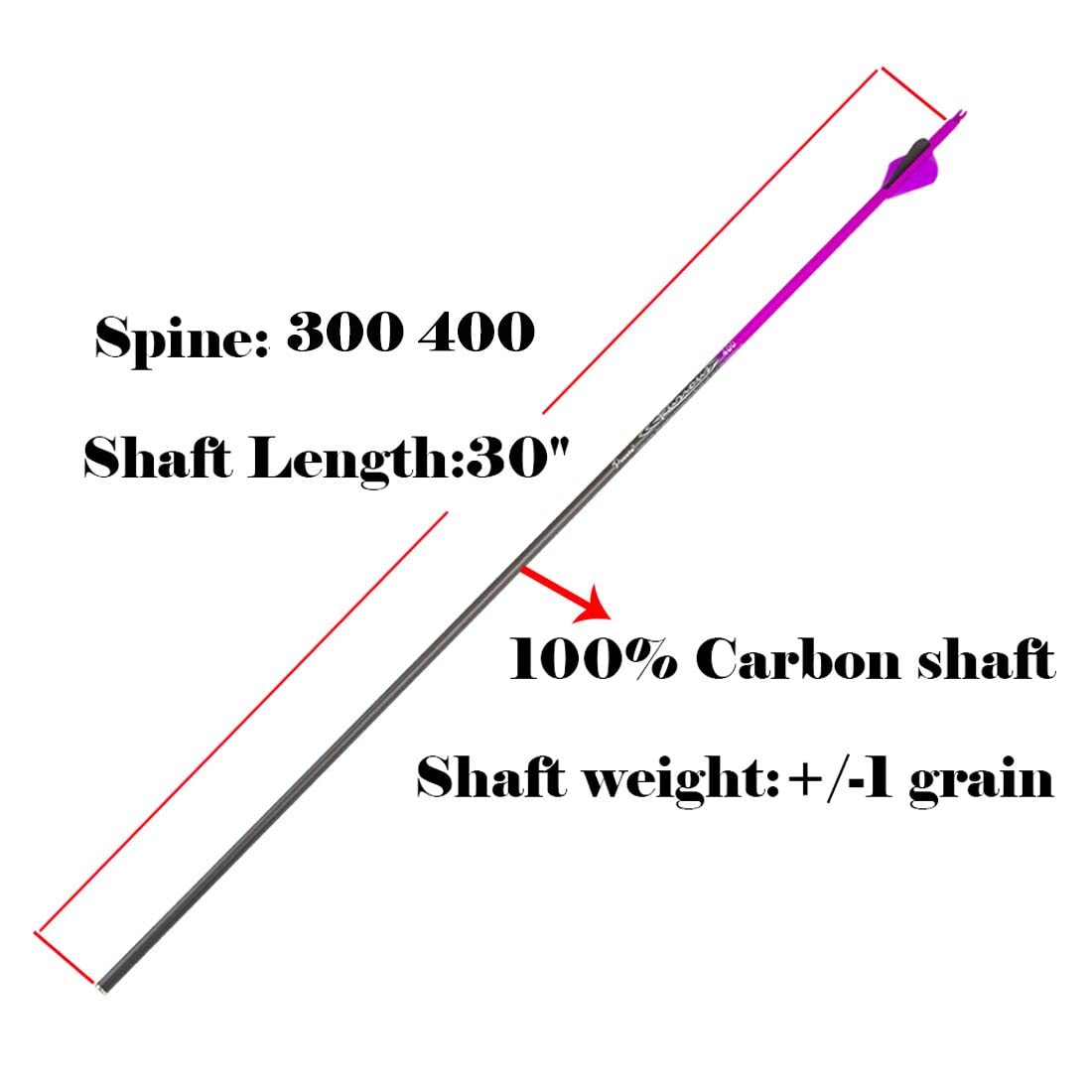 Archery 28 30 Inch 300 340 350 400 Spine Carbon Hunting Arrows