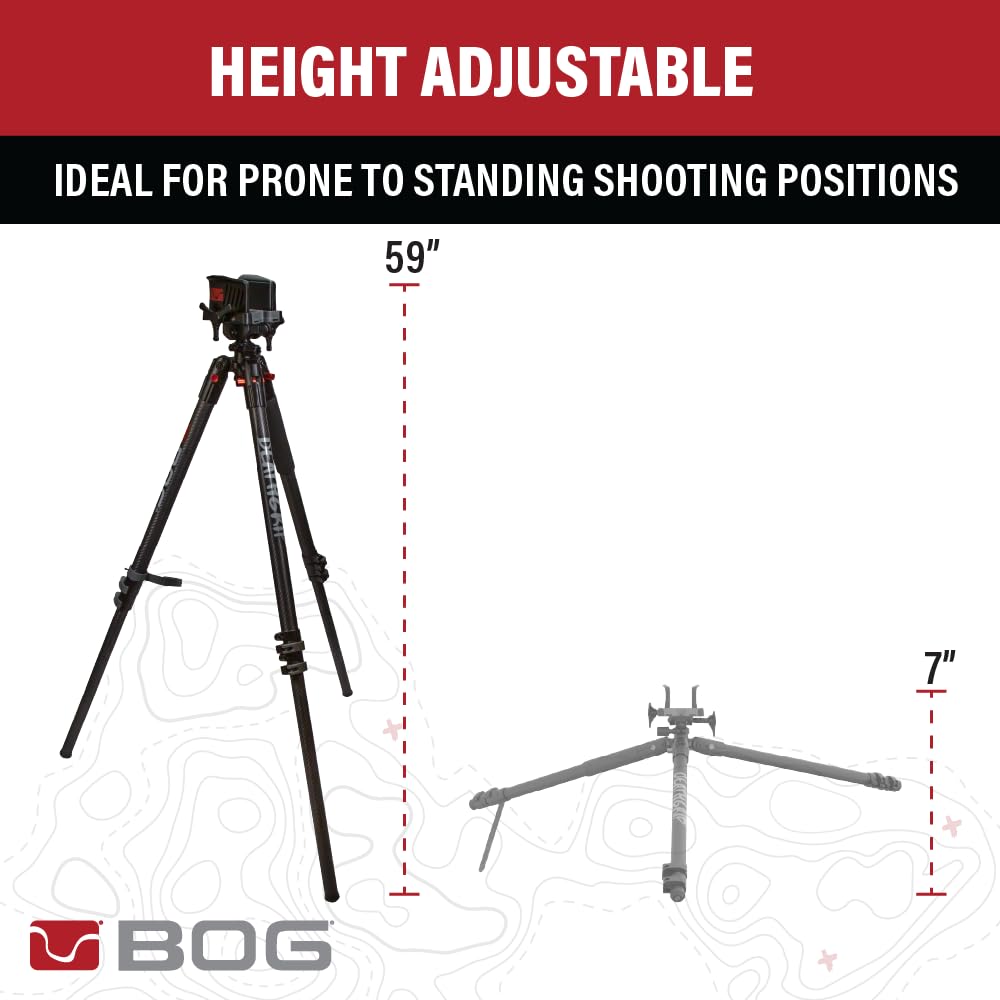 BOG DeathGrip Hunting Tripod, 7"-59", Lightweight, Gun Clamp, Shooting Rest
