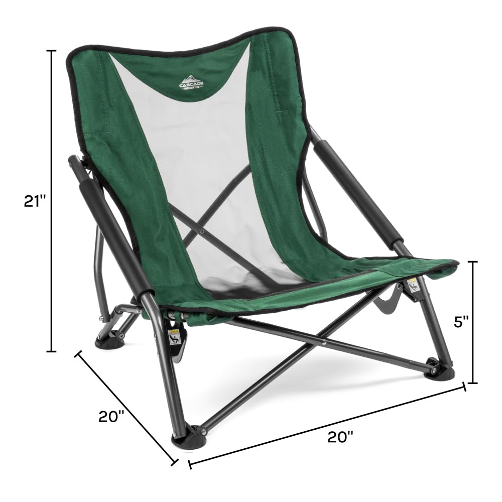 Cascade Mountain Tech Folding Camp Chair for Camping, Beach, Picnic, Barbqeues, Sporting Events with Carry Bag
