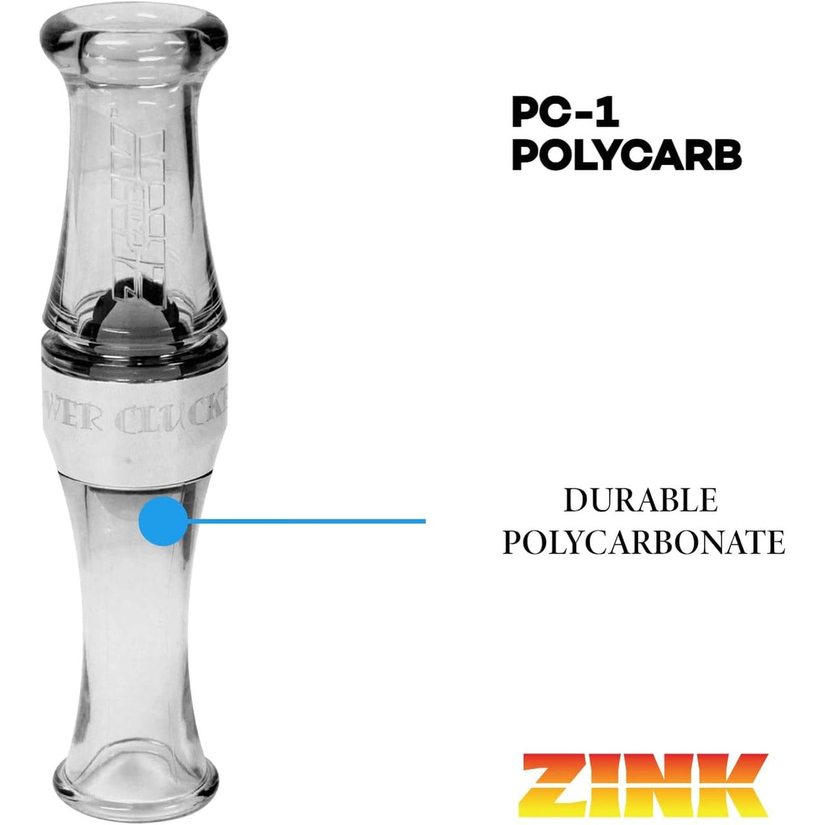 Zink Power Clucker (PC-1) Polycarbonate Hand-Tuned Short Reed Waterfowl Canada Goose Hunting Game Call - A Full Range of Goose Vocalizations