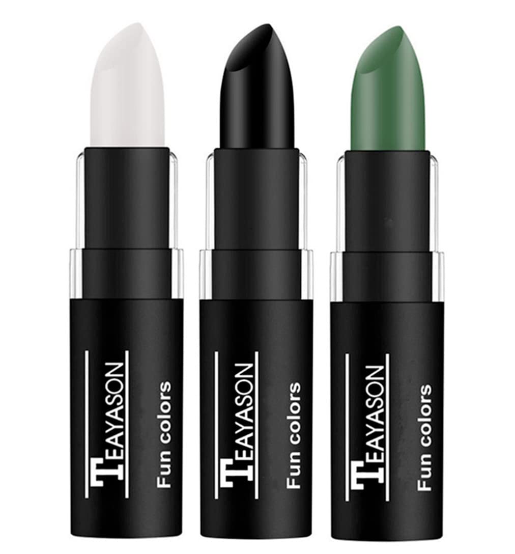Go Ho 3 Colors Camo Face Paint Sticks,Waterproof Cream-blendable Sticks,Hunting Face Body Paint Professional Foundation SFX Makeup,Safe Face&Lip Smacking for Halloween(Green+Black+Brown)