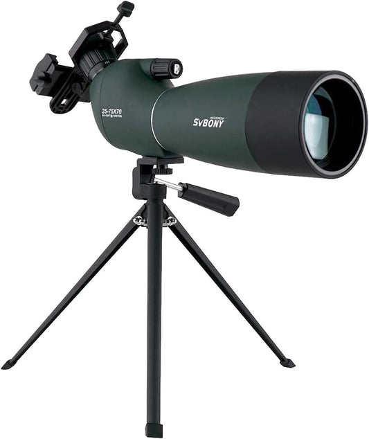 SVBONY SV28 Spotting Scope, Angled 25-75x70 with Tripod for Target Shooting