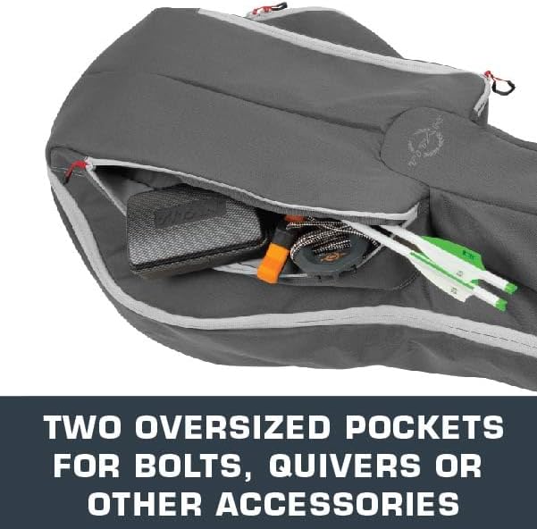 Allen Company Titan Krait Crossbow Case (37"x19.5") Fits Most Narrow Width Bows - Gray/Red - Padded Case - Carry Handle, Backpack Straps - 2 Oversized Pockets for Bolts, Quivers - Crossbow Accessories