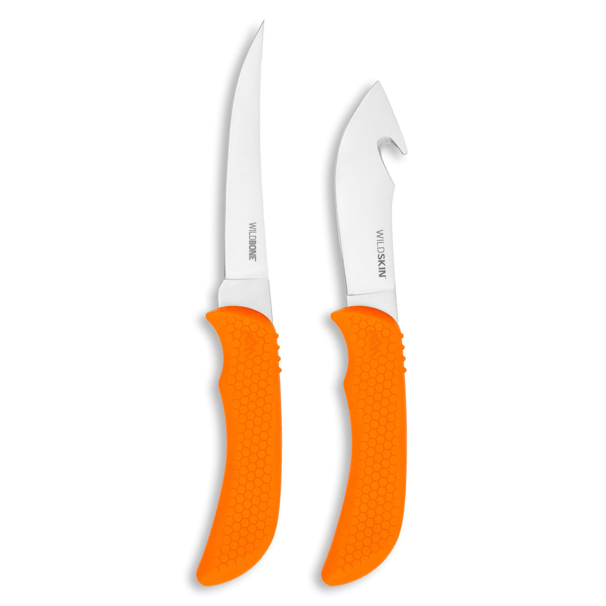 OUTDOOR EDGE WildGuide 4-Piece Hunting Knife Set & Field Dressing Kit | Featuring Razor-Sharp Caping Blade, Gut-Hook Skinning Knife, Bone Saw, in a Camo Nylon Belt Sheath | Butcher Knife Set for Deer