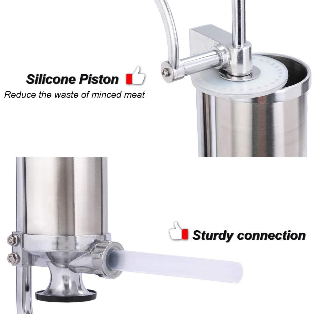 Sausage Stuffer, Stainless Steel Homemade Sausage Maker Vertical Meat Filling Kitchen Machine, Packed 8 Stuffing Tubes (2.5LBS VERTICAL)