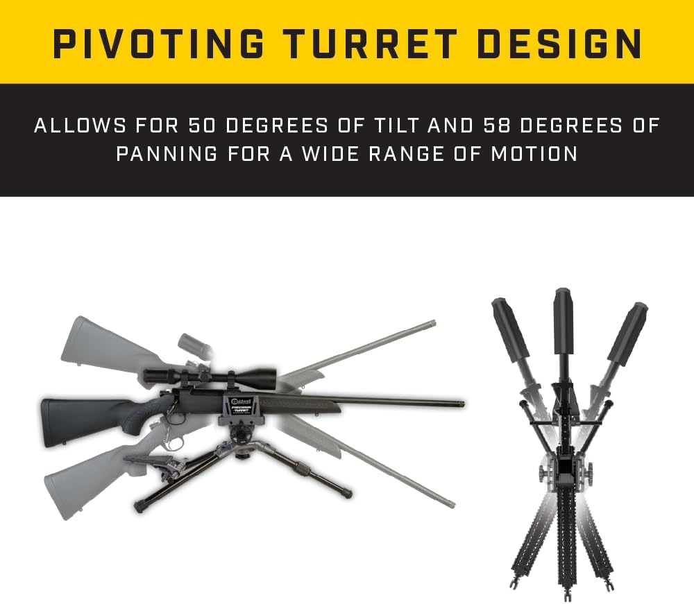 Caldwell Precision Turret Rest with Adjustable Ambidextrous Swivel Design and Detachable Magazine Rest with Pistol Grip Attachment for Rifles, Shot Stabilization, and Target Shooting
