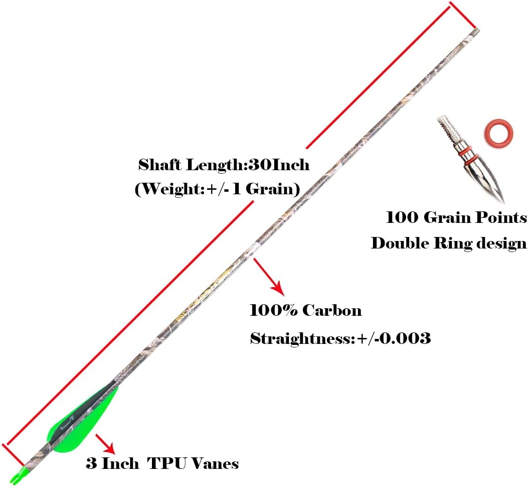 Archery 28 30 Inch 300 340 350 400 Spine Carbon Hunting Arrows