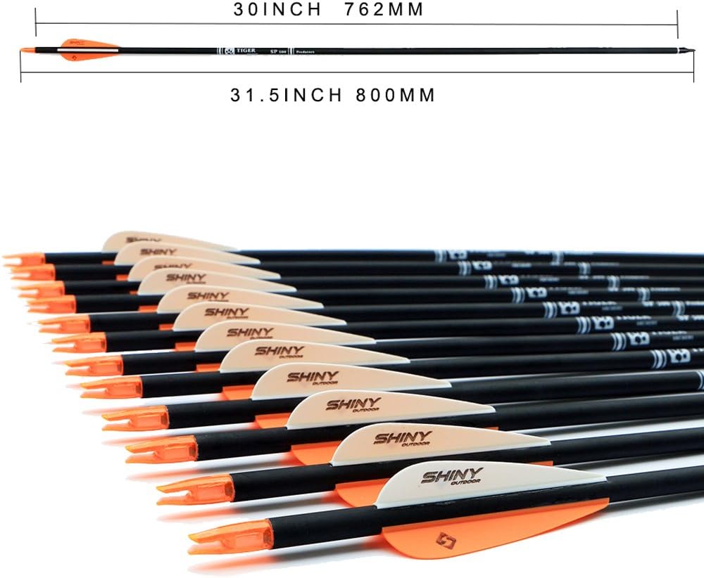 30" Carbon Arrows for Compound Recurve Bow Hunting Target