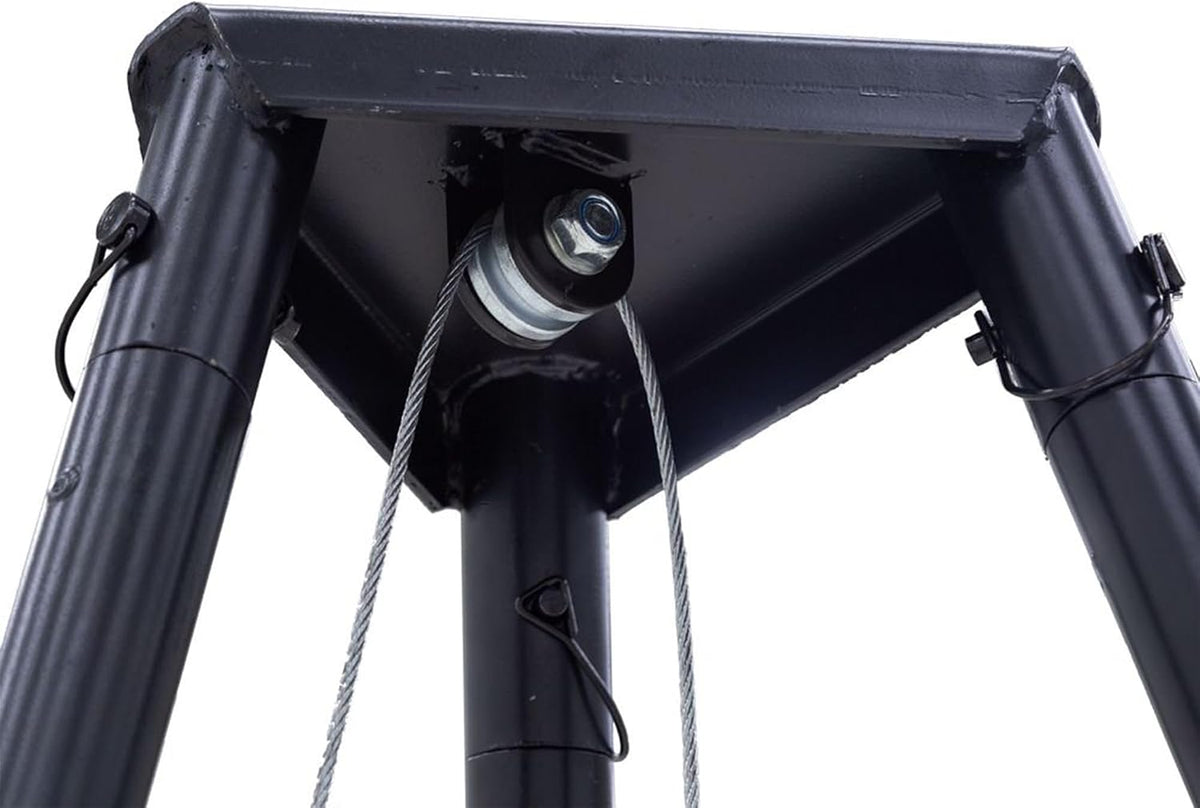 Kill Shot 9' Steel Tripod Game Hoist with Gambrel & 500 lbs. Capacity for Skinning, Cleaning or Moving Game, 3-Point Design for Quick Setup, Black