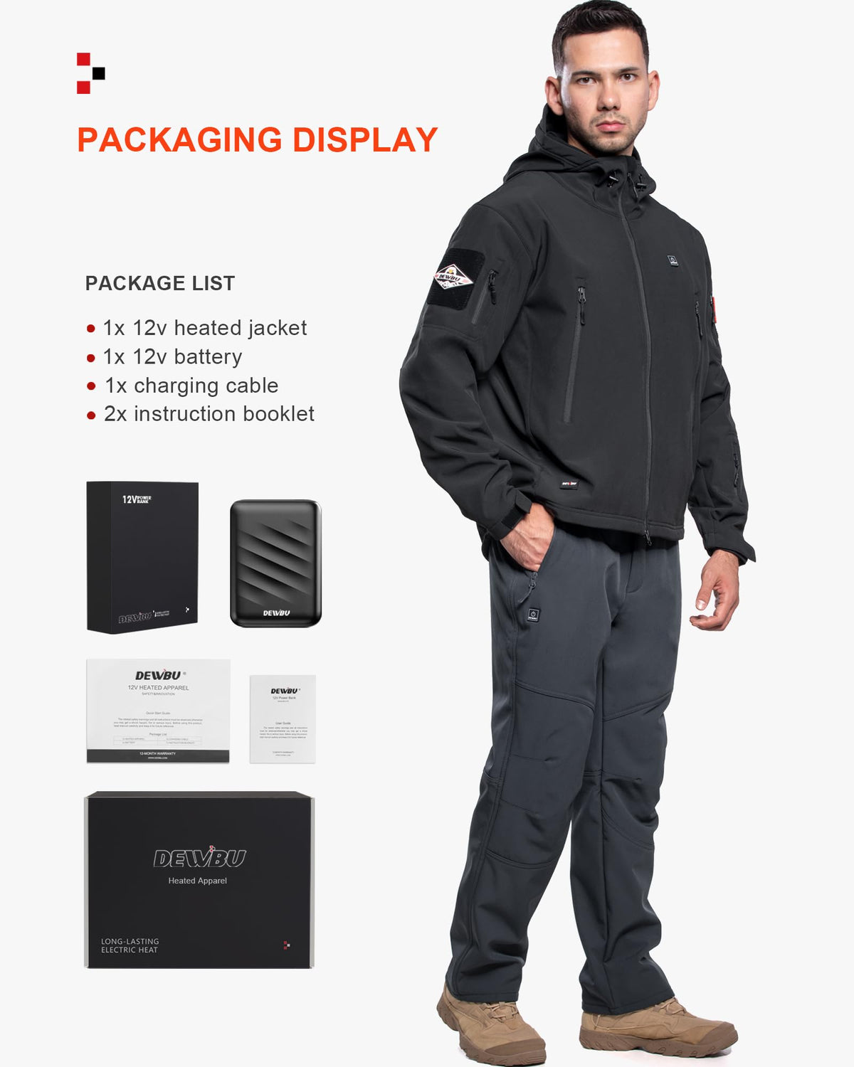 DEWBU Heated Jacket for Men with 12V Battery Pack