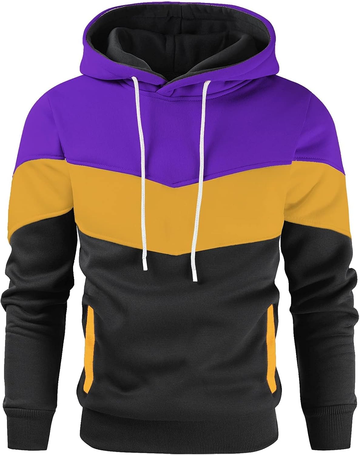 Gesean Men's Novelty Color Block Pullover Fleece Hoodie Casual Sweatshirt