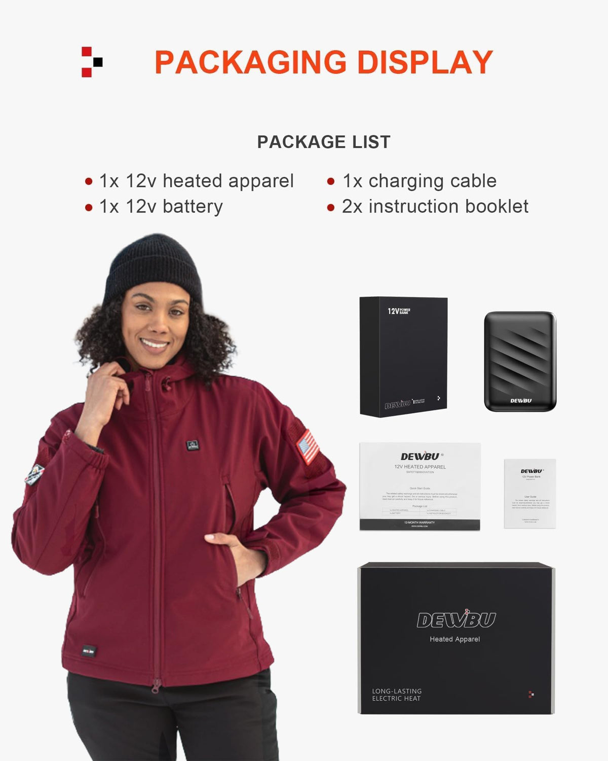 DEWBU Heated Jacket for Women with 12V Battery Pack Winter