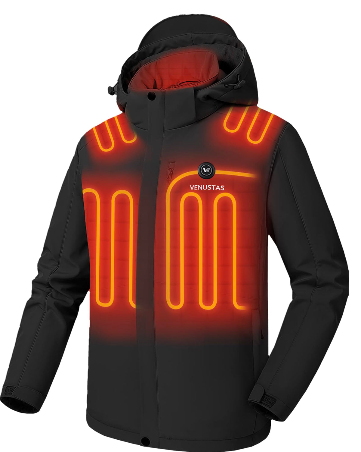 Venustas Men's Waterproof Heated Jacket with Battery & Detachable Hood