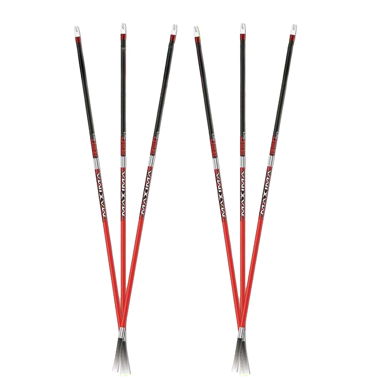 Carbon Express Maxima RED Fletched Carbon Arrows with Dynamic Spine Control and Blazer Vanes, 6-Pack, Available in 250(.400 Spine) & 350(.350 Spine)