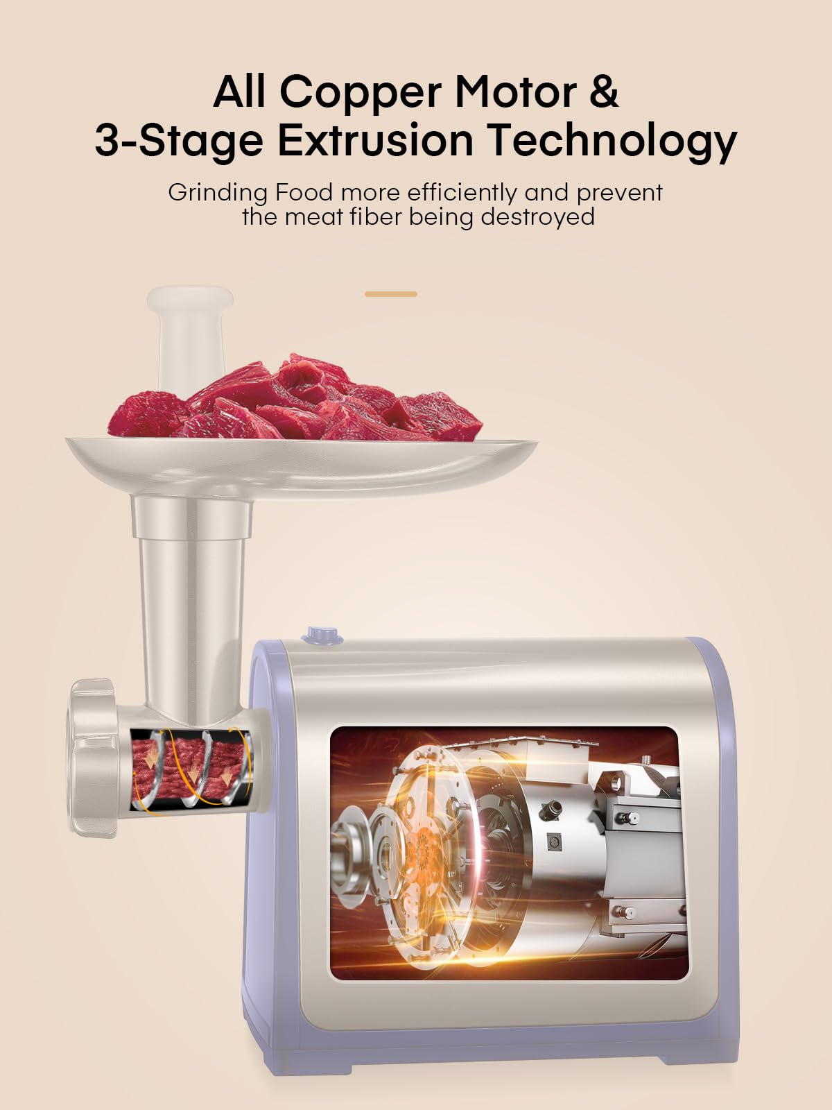 Electric Meat Grinder, Sausage Stuffer with 3 Sausage Tubes, 2 Blades, 3 Plates, 3200W Max, Meat Grinder Heavy Duty for Home Kitchen Use, Stainless Steel (Black)