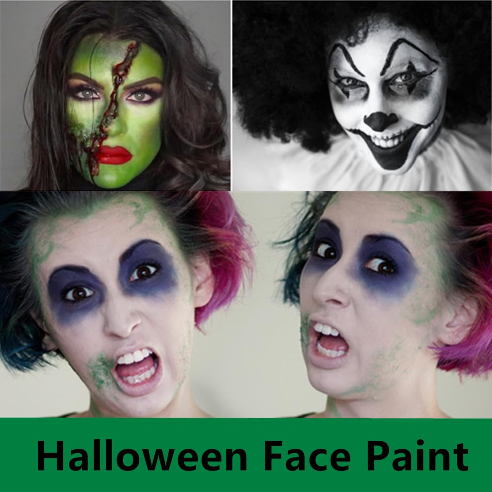 Go Ho 3 Colors Camo Face Paint Sticks,Waterproof Cream-blendable Sticks,Hunting Face Body Paint Professional Foundation SFX Makeup,Safe Face&Lip Smacking for Halloween(Green+Black+Brown)