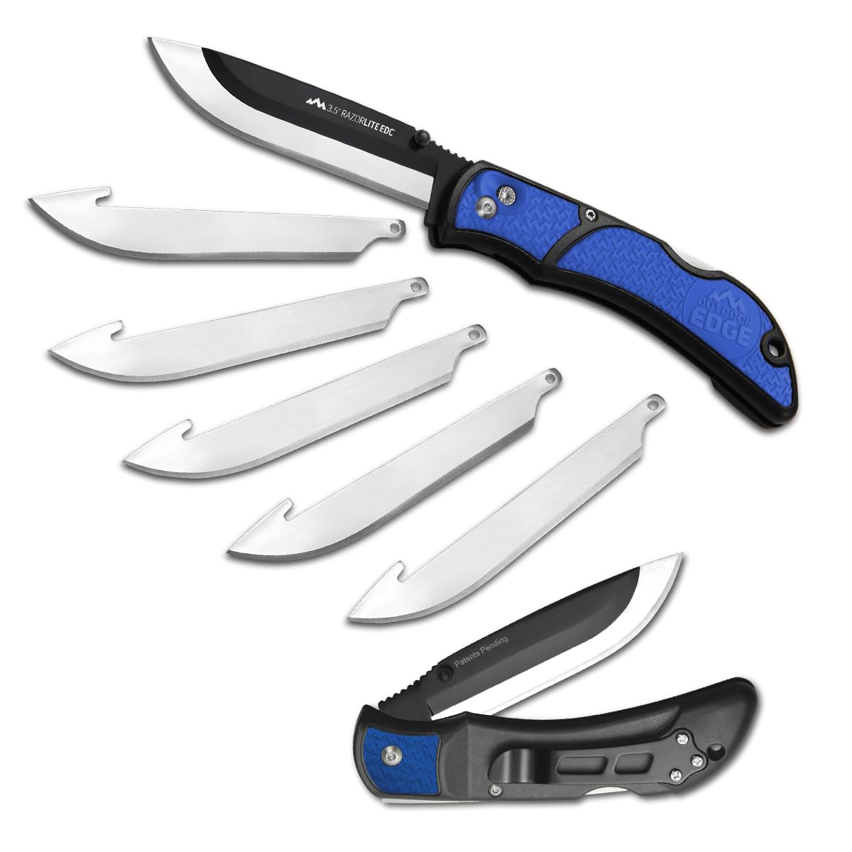 OUTDOOR EDGE 3.5" RazorLite EDC Pocket Knife (Obsidian Black), with Replaceable Blades and Clip, Perfect Carry Knive for Camping, Hunting and Survival, Includes 12 Black Steel Drop Point Blades