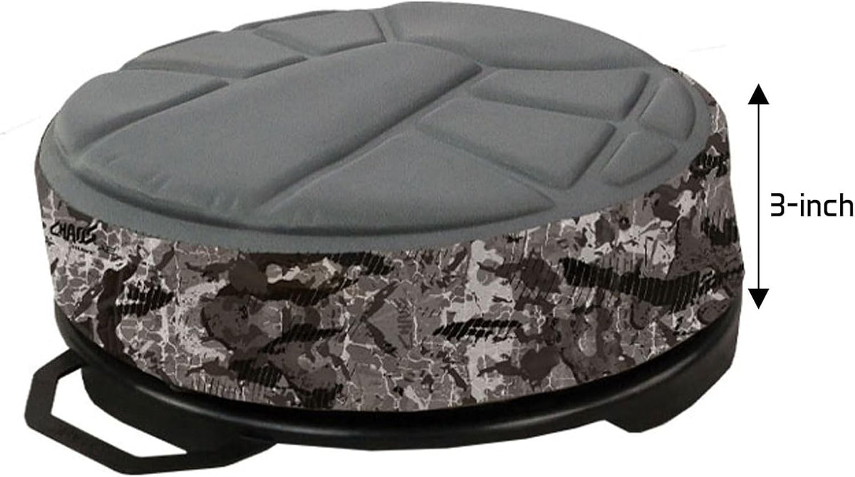 Hawk Memory Foam Bucket Top Seat - Silent Lightweight Comfortable Swiveling Portable Camo Chair for Camping, Hunting, Fishing | Easily Mounts to 2.5-7 Gallons Bucket