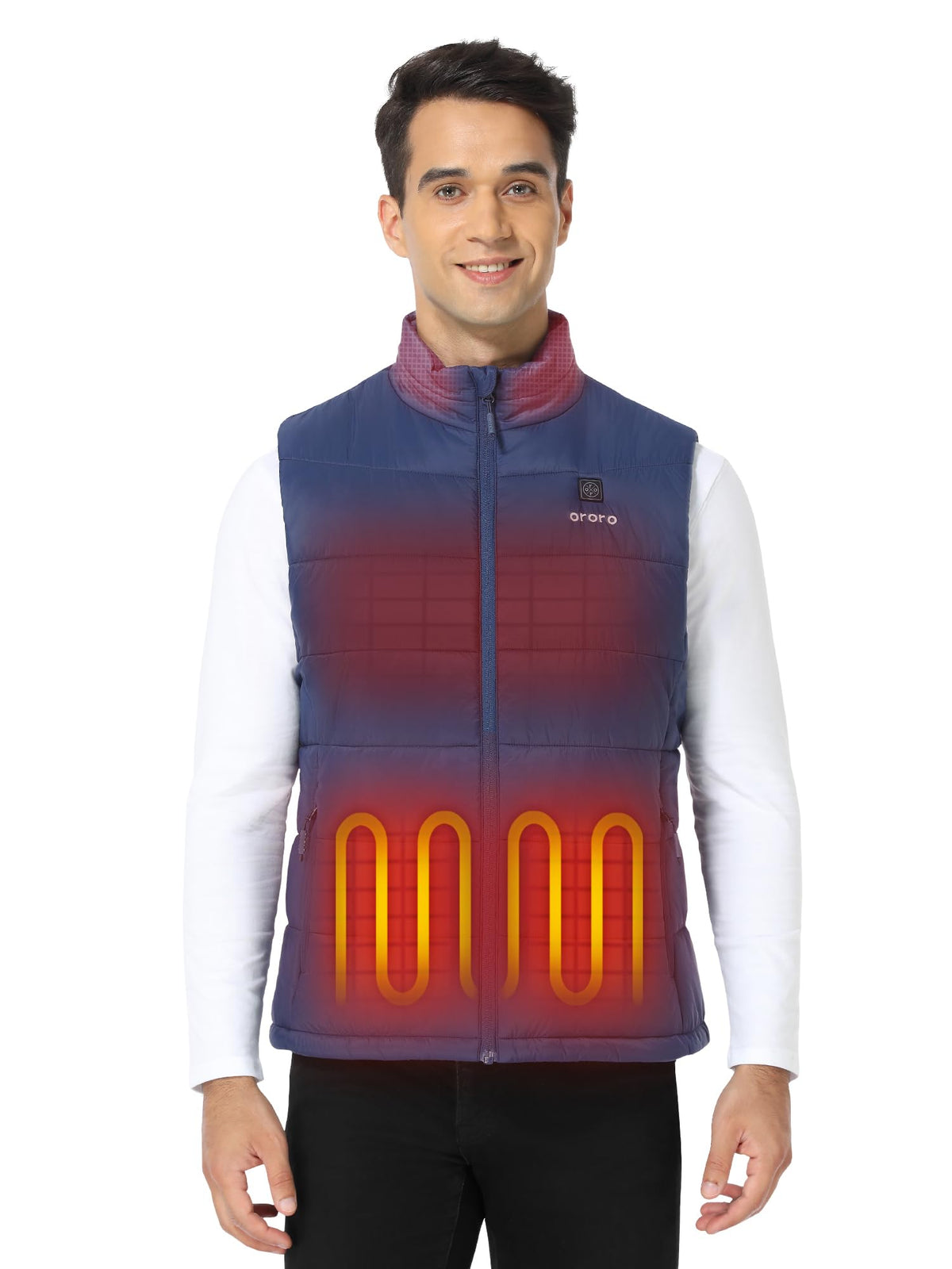 ORORO Men's Heated Vest Lightweight 4-Zone USB-C Battery Heated Puffer Vest