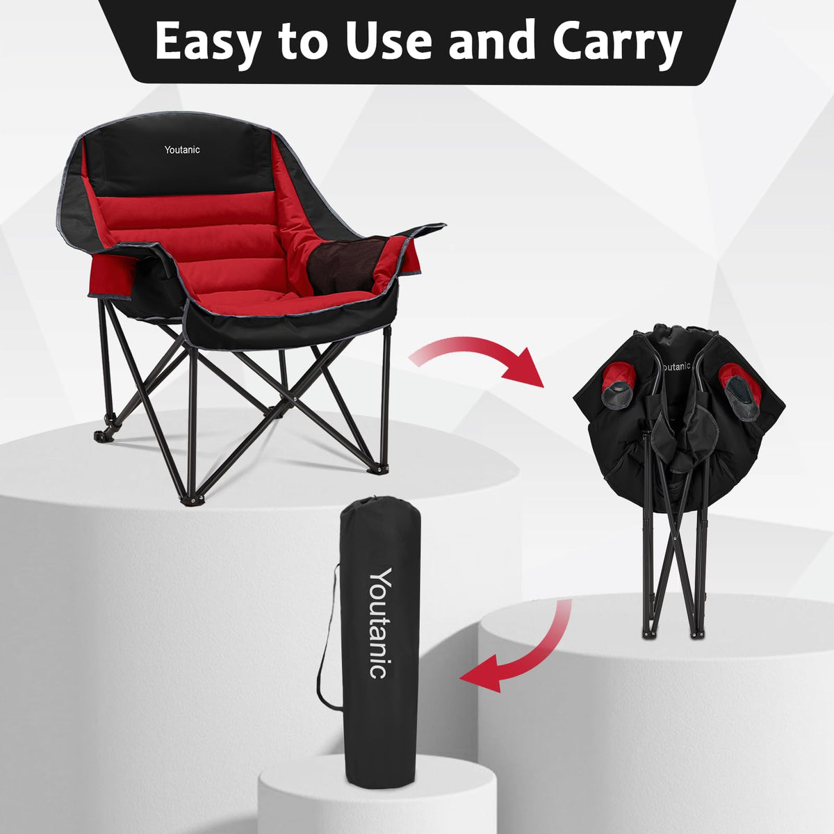 Youtanic Oversized Camping Chair, Portable Folding Camping Chairs