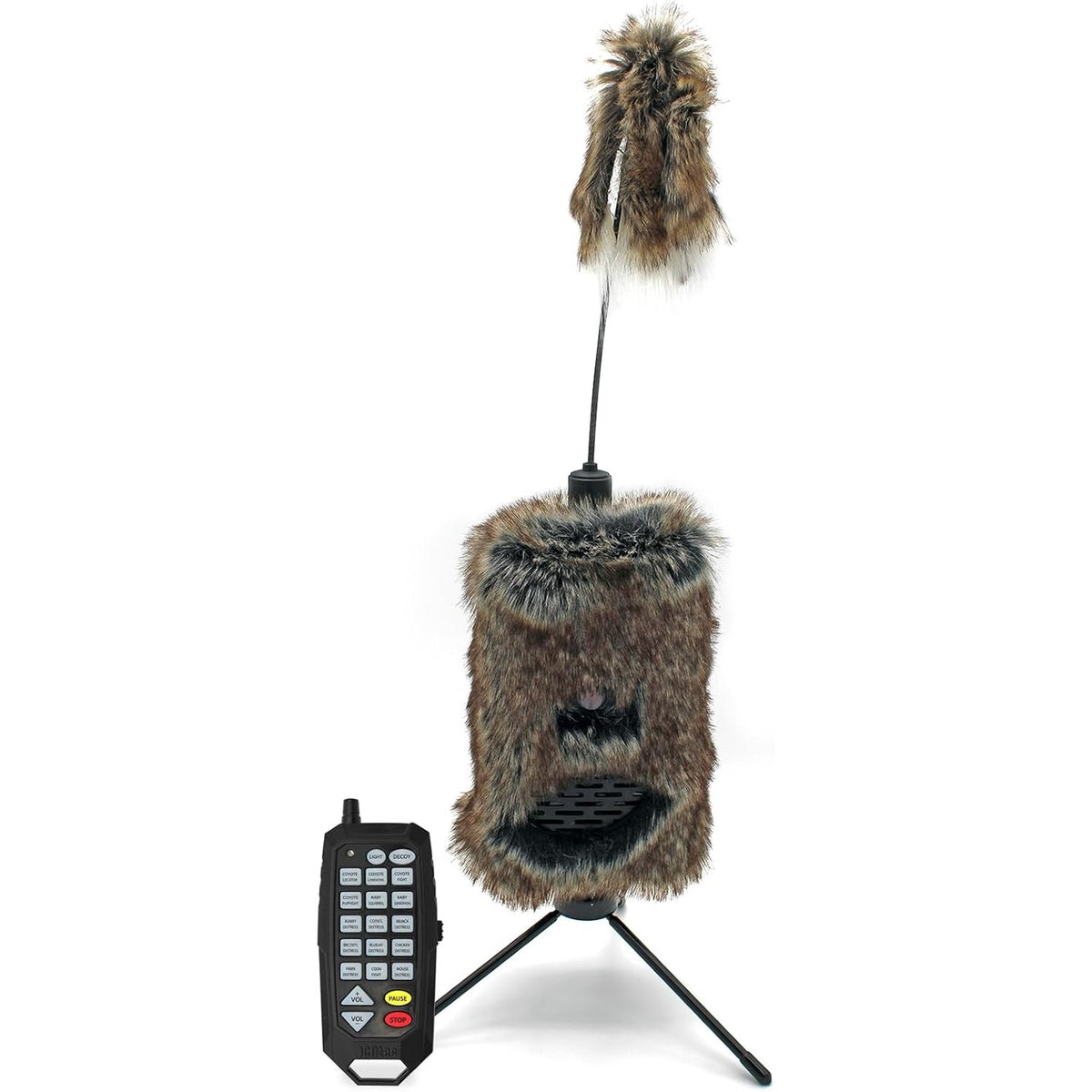 Icotec Furnado Predator Game Caller Decoy Combo - Designed for Coyote, Fox, Bobcat, Raccoon Hunting - 15 Sounds Included, 150 Yard Remote Range.