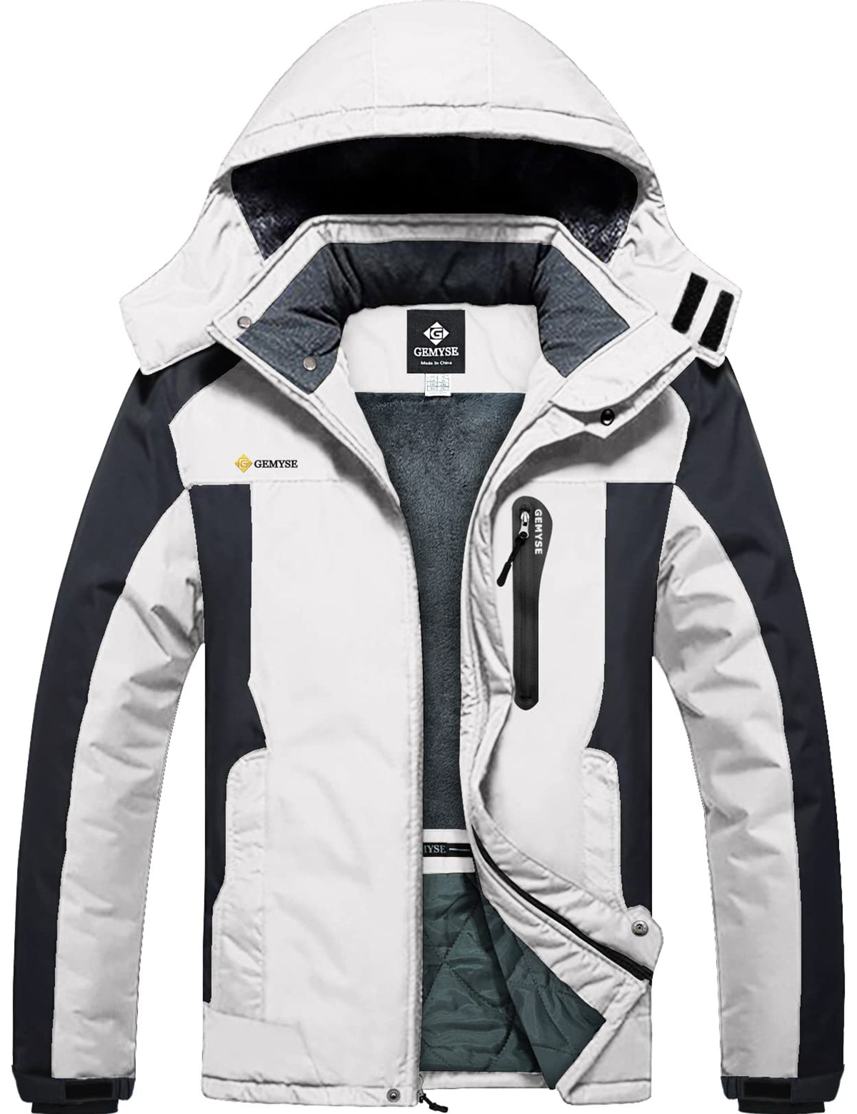 GEMYSE Men's Winter Ski Jacket Waterproof Snow Coat with Detachable Hood