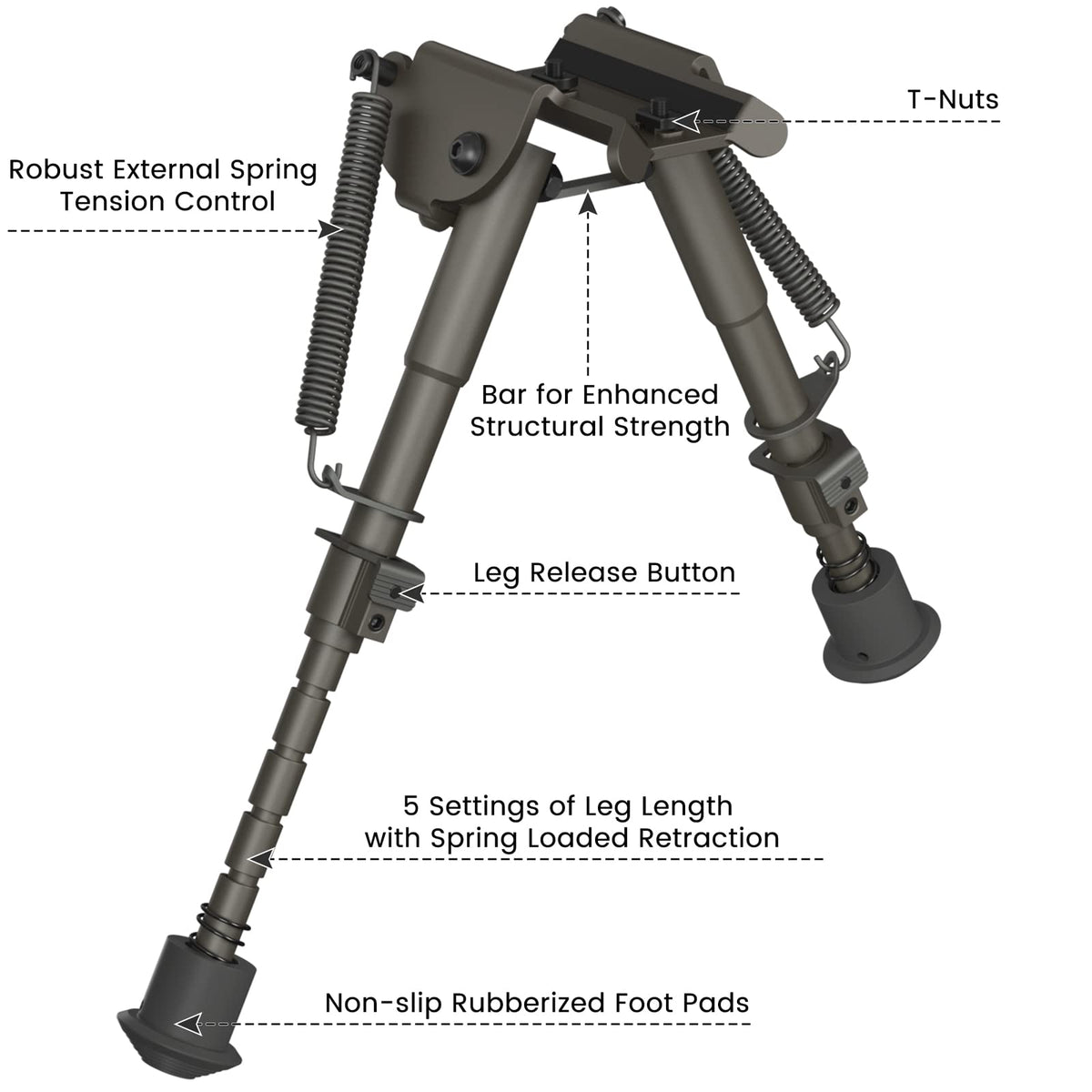 Feyachi B13 Tactical M Lock Bipod 6-9 Inch Lightweight Rifle Bipod Directly Attach to M Lock System for Hunting and Shooting