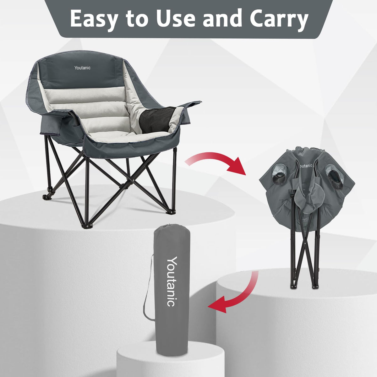 Youtanic Oversized Camping Chair, Portable Folding Camping Chairs