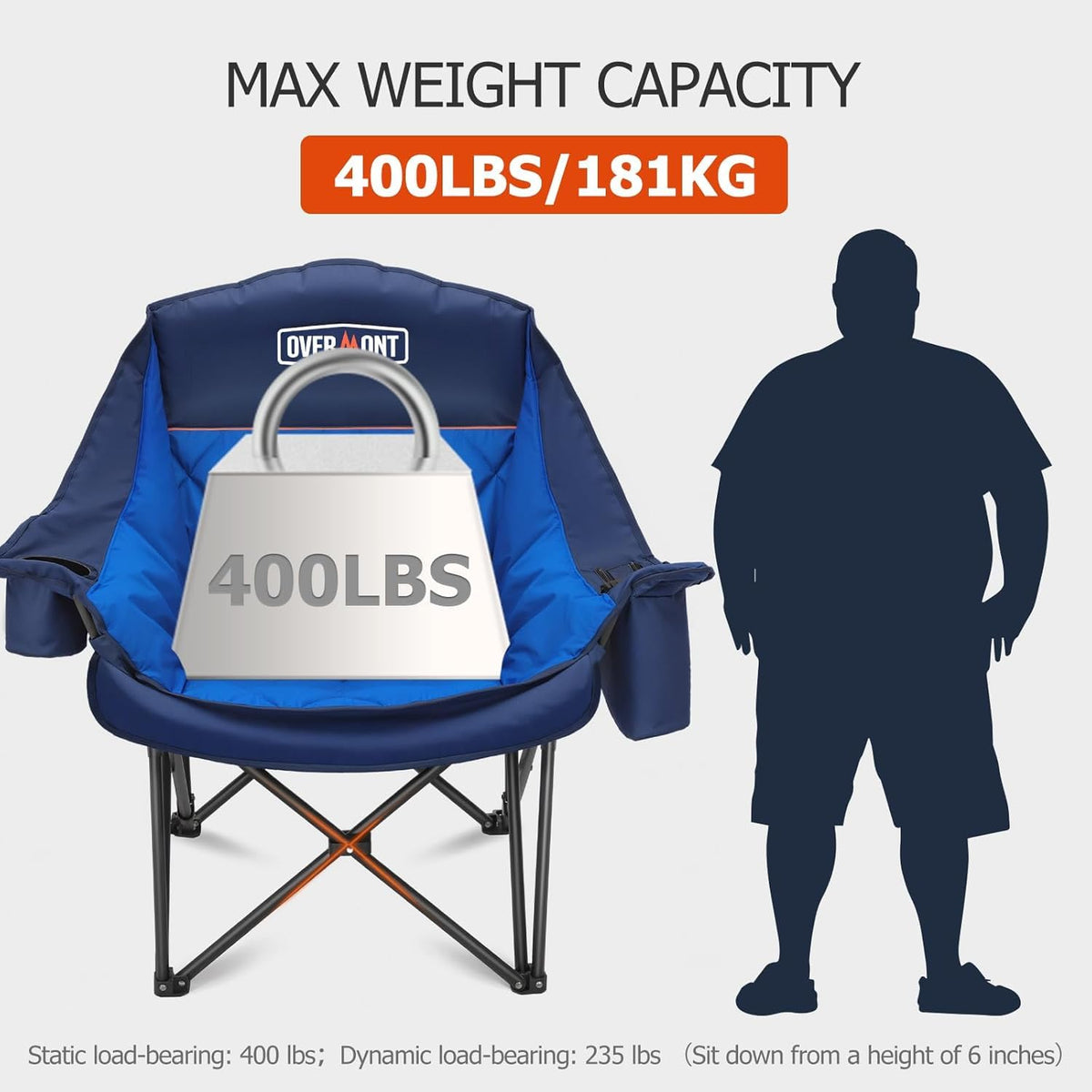 Overmont Oversized XL Camping Chair for Adults 500 lb Support